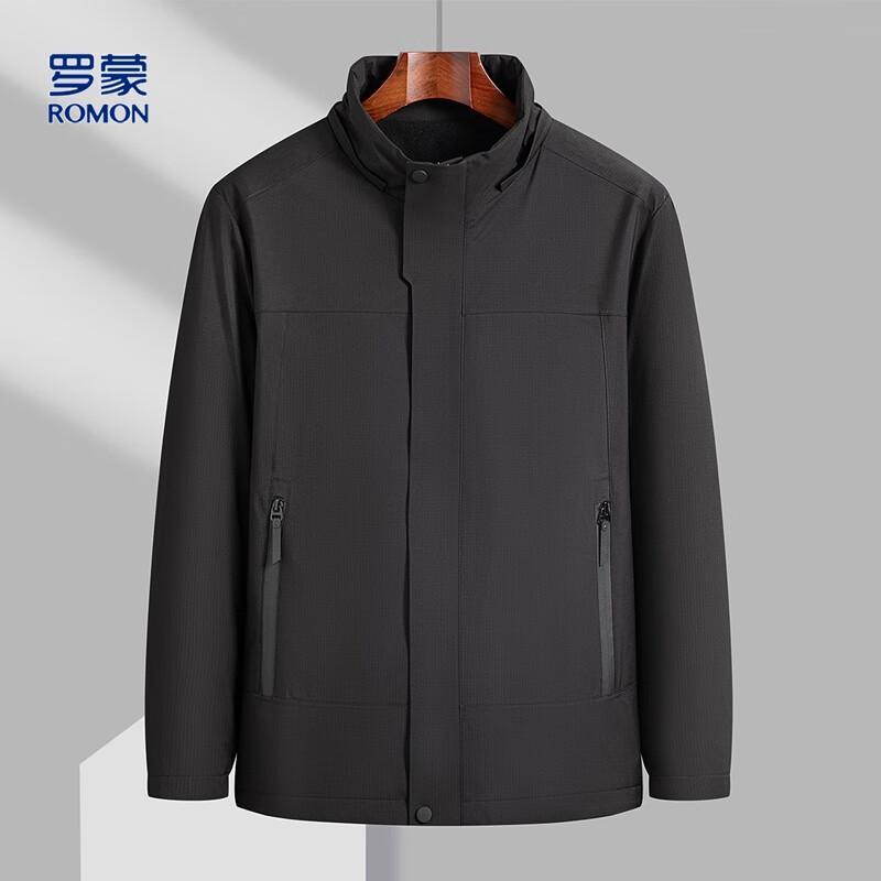 Romon Men's Detachable Hooded Fleece-lined Jacket