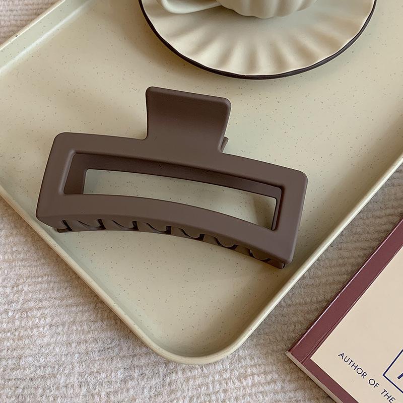 

Korean Frosted Shark Hair Clip - Retro Square Large Hairpin for Back of Head Frosted Square Clip [Light Coffee]
