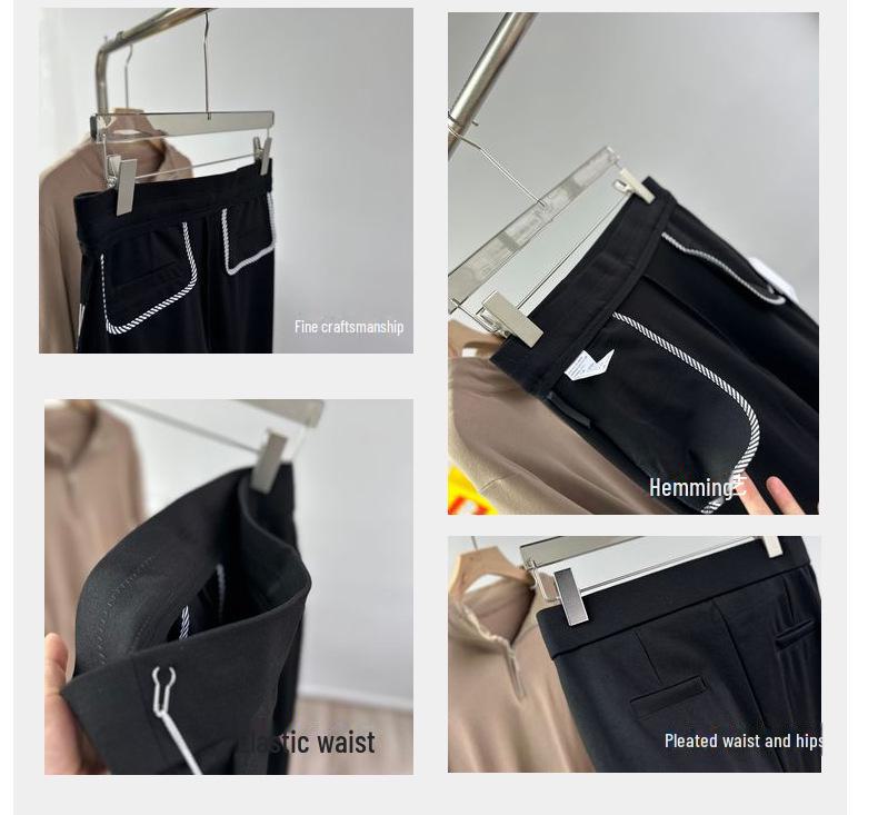 2025 Spring Women's High Waist Black Cigarette Pants - Professional, Casual Nine-Point Trouser Suit