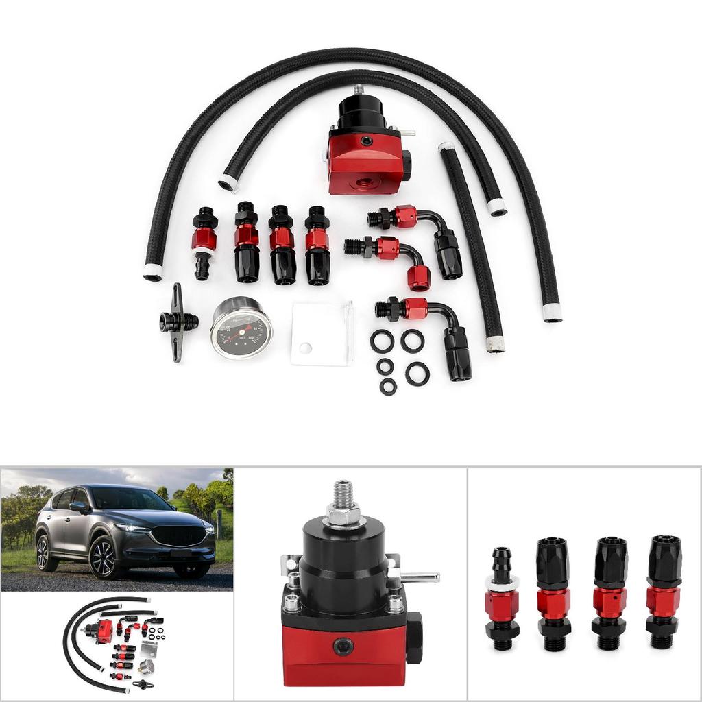 Universal Adjustable Fuel Pressure Regulator Fuel Pressure Regulator Adjustable Car Fuel Pressure Regulator Kit W/Gauge 100PSI