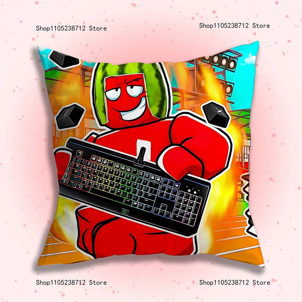 

S-Sunny And M-Melon Anime Pillow Case Anti-dustmite Pillowcase Invisible zipper silky short plush Sofa cushion cover 12x12Inch