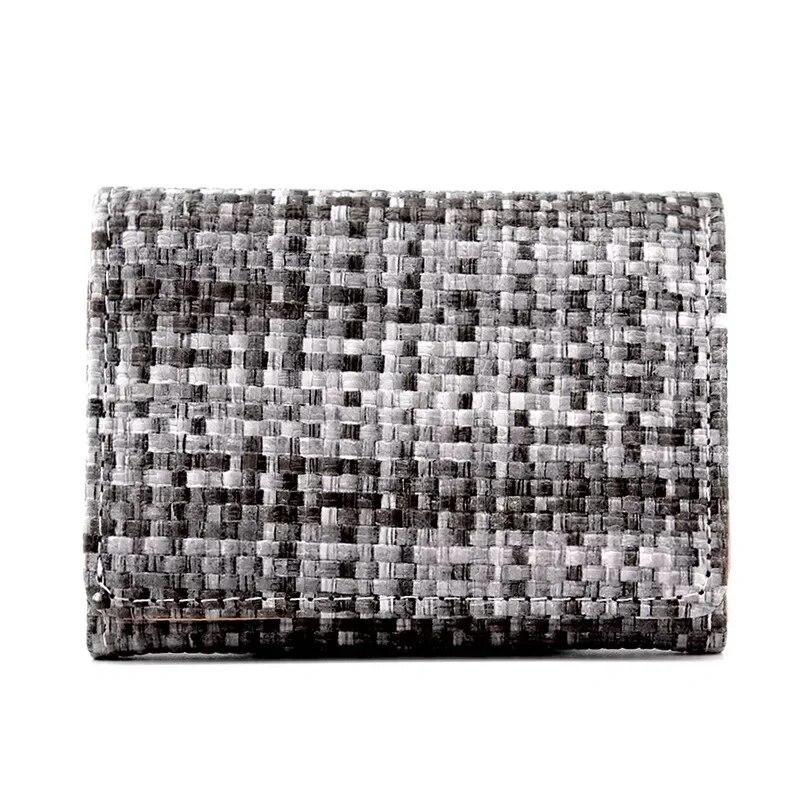New Fashion Woven Pattern PU Folding Wallet for Women Multifunctional Short Coin Purse Multi-card Slot Card Holder ID Bag