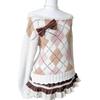 Trendy Plaid Knit Off-Shoulder Ruffle Sweater