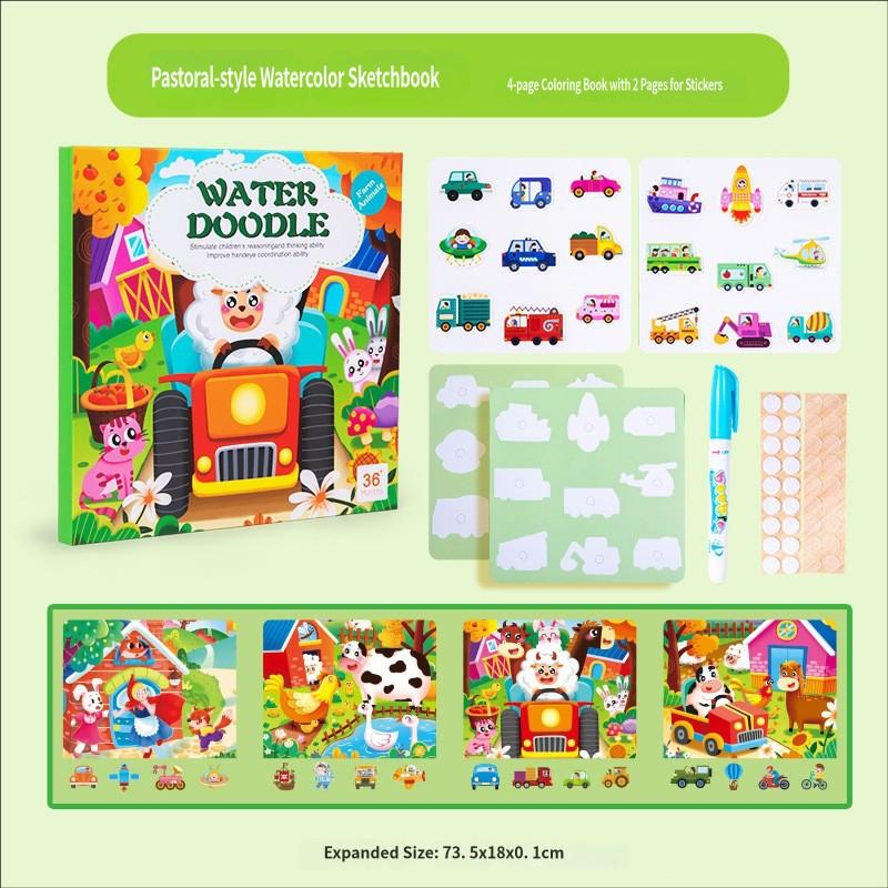 Early Education Magic Water Painting Book Repeated Draw Water Pen Animal Cognitive Educational Toys Kids Early Learning Book