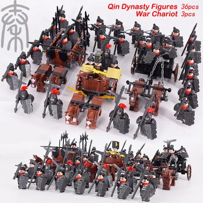MOC Imperium Qin Rydwan Koń Średniowieczni Rycerze Armia Żołnierze Figurki Model DIY Klocki Cegły Zabawki Dla Dzieci Prezenty