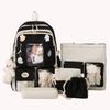 5pcs Cute Women Multi-Pocket Backpack Drawstring Pouch Junior High School Student School Bag Female Girl Backpack