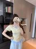 Women's Plus Size Summer Patchwork Faux Two-Piece Short Sleeve T-Shirt - Slimming Loose Fit