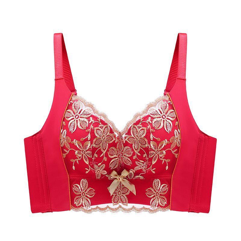 

Нижнее белье, собранное без стального кольца, регулируемый большой красный бюстгальтер 40/90C