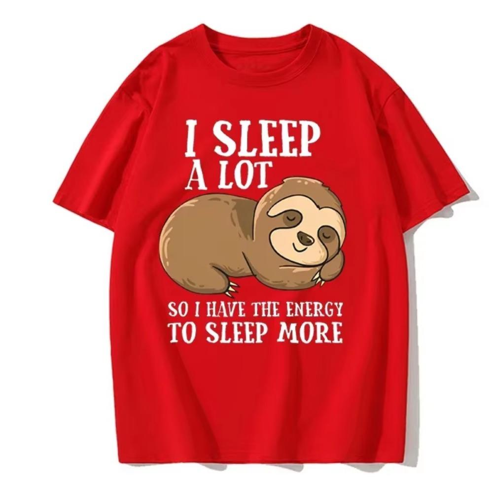 Funny Physics Joke Sloth Print Cotton Round Neck Versatile Everyday T-Shirt Men's Summer Streetwear Men's Unisex European Size