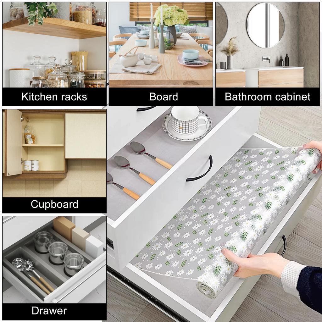 Shelf Liner Waterproof Oil-Proof Cabinet Liner Non-Slip Drawer Liner Non Adhesive Fridge Liner 30cmx3m