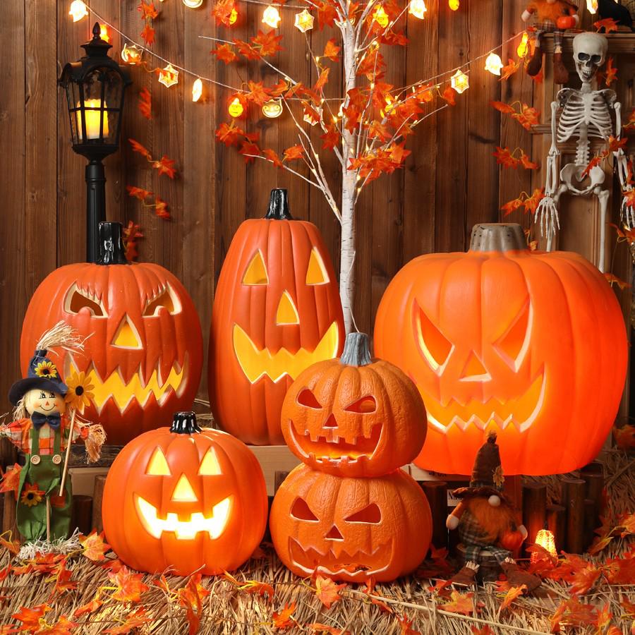 Halloween Pumpkin Lantern Decorations & Photo Props Set