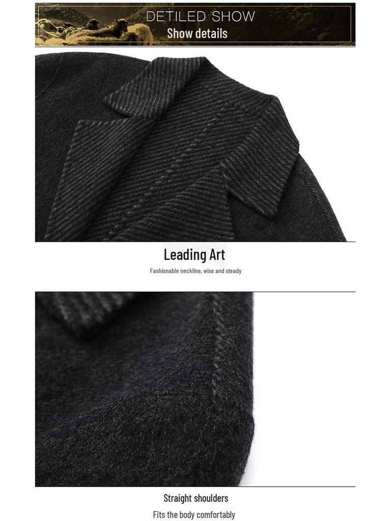 Men's Wool Double-Faced Mid-Length Trench Coat - 2025 Autumn/Winter Collection