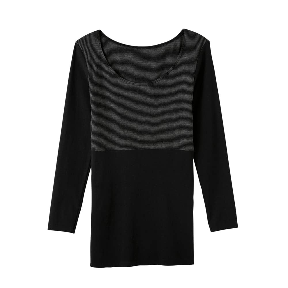GUNZE MH9446P Hot Magic Seamless Inner New Size M Women's Shirt, 3/4 Sleeve, Black,