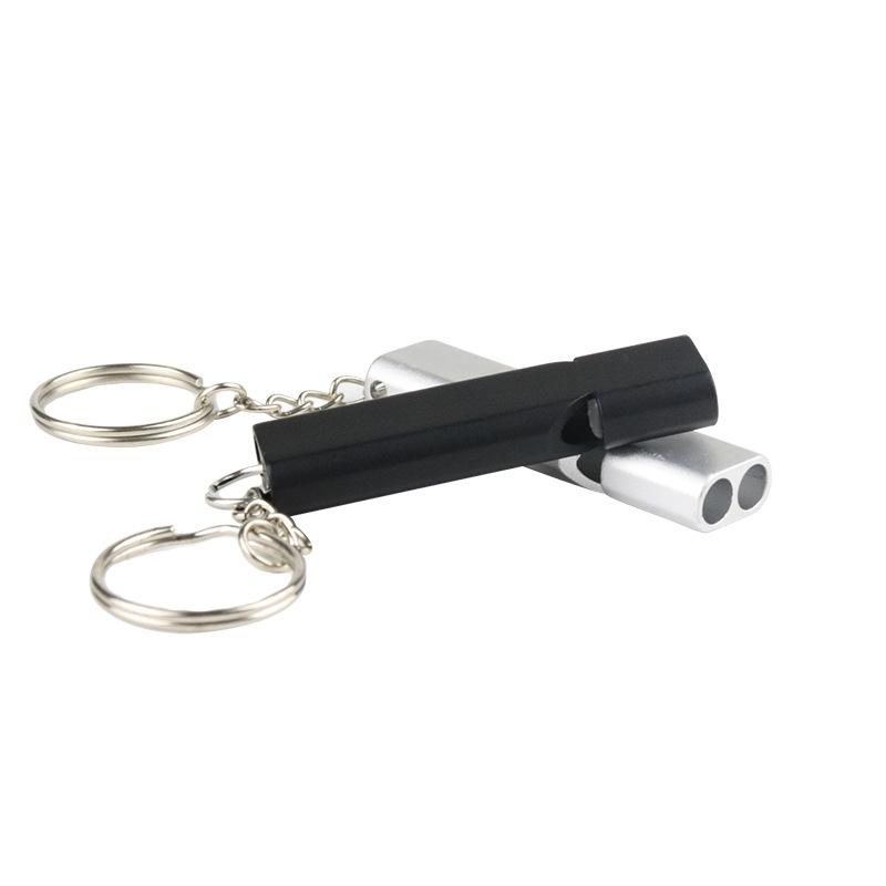 Dual-Tube Flat Aluminum Alloy Dual-Frequency Whistle, Outdoor Survival Emergency Whistle, EDC Tool for Camping Hiking Adventure