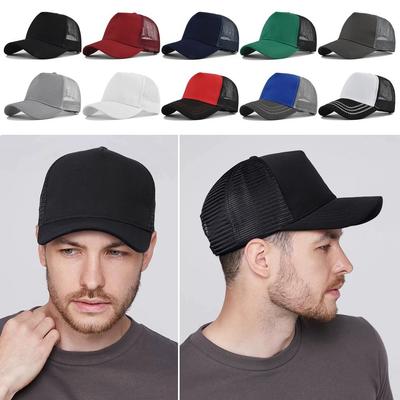 New Hard Top Baseball Cap 5 Panels Solid Color Mesh Hat Breathable Peaked Cap Men Women