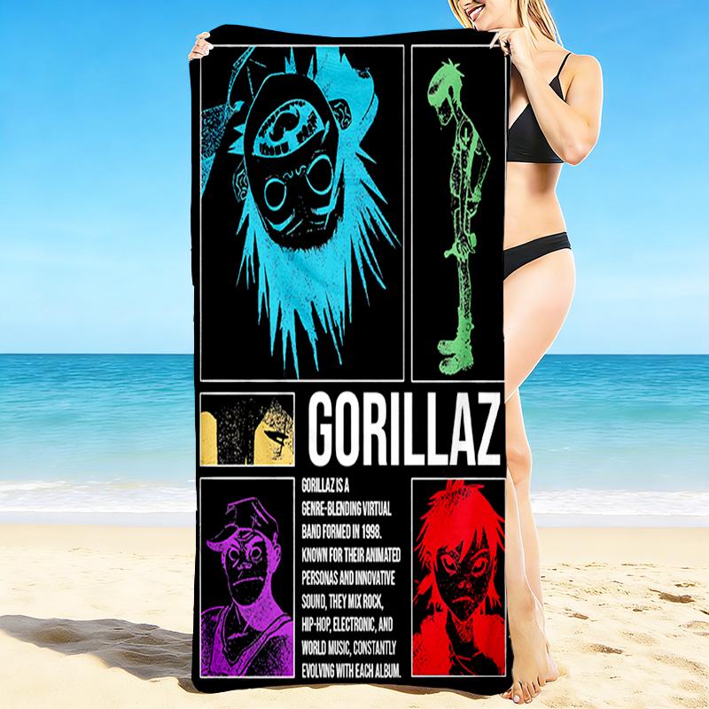 1Pc Gorillaz Virtual Band Evolution Beach Towel Quick Dry Multiuse For Beach Pool Gym Yoga Home Travel Christmas Halloween Xmas Gift N187