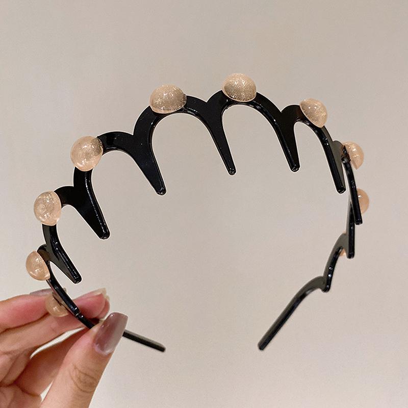 Perlové vlnité čelenky pro ženy, jednobarevné, ozubené, protiskluzové, do vlasů, dívčí mycí čelenky, sportovní vlasové doplňky