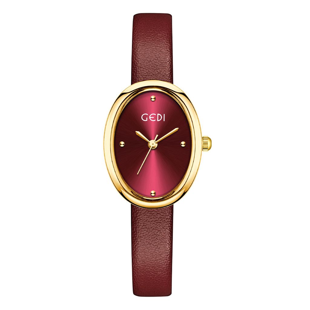 Vintage Niche Design Sense Oval Women'S Watch Small And Simple High Sense Student Belt Quartz Watch