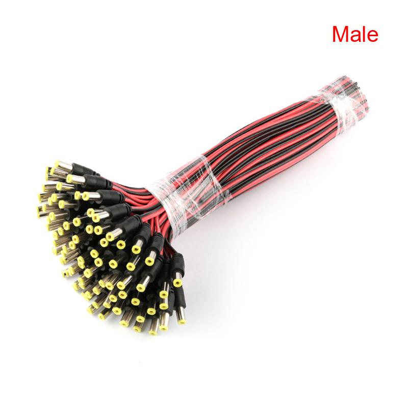 5Pcs Male+5Pcs Female Jack Cable Pigtail Cctv Power Adaptor Plug Connector Dc 12V 2.1X5.5Mm