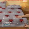 1 Simple Modern Heart-Shaped Geometry Printed Matte Fitted Sheet, Bedroom Printed Bed Cover, Bedding (Excluding Pillowcases)