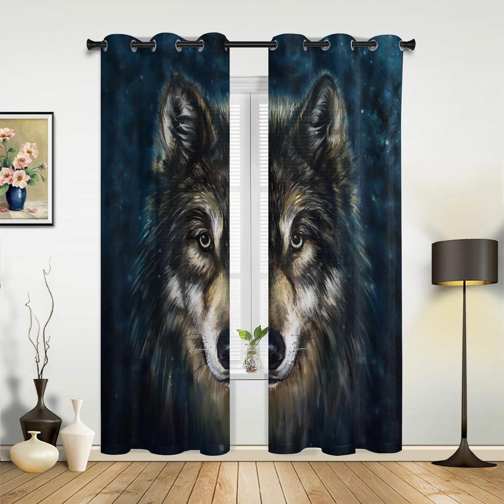 Tier Weißer Wolf Vorhänge für Schlafzimmer Wohnzimmer Vorhänge Küche Kinderzimmer Fenstervorhang Moderne Heimdekoration