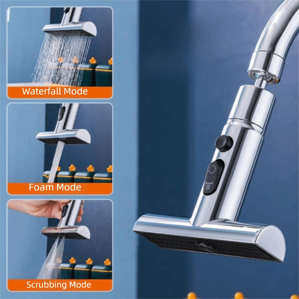 360-degree Rotation Waterfall Kitchen Faucet Extender Kitchen Tap Washing Fruits and Vegetables
