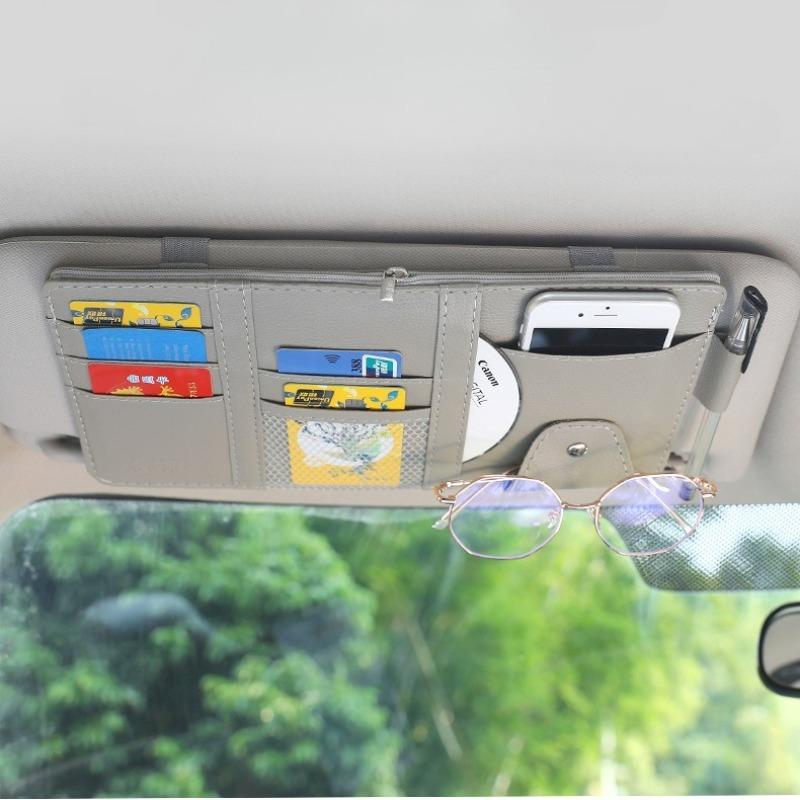 Car Glasses Storage Pu Leather Sun Visor Organizer Pocket Auto Sunglasses Holder Cards Storage Auto Interior Accessory