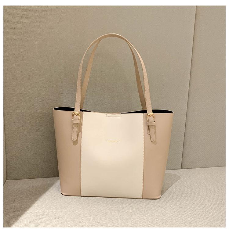Retro Color Matching High Quality PU Leather Women's Shoulder Bags Versatile Female Handbag Large Capacity Ladies Tote Bag
