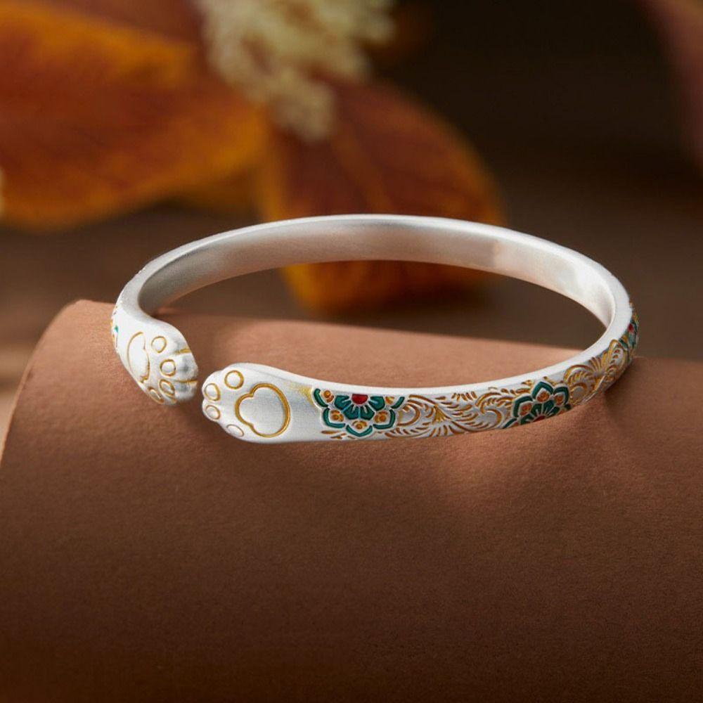 Traditional Chinese Style Opening Bracelet Cat Paw Women's Opening Bracelet  Jewelry Gifts