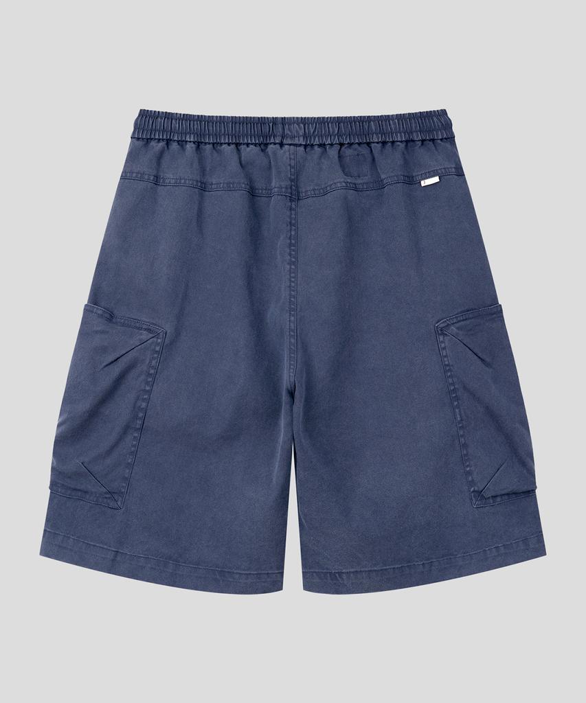BLACK MOMENT Pigment Washed Cargo Banding Shorts [Charcoal Black]