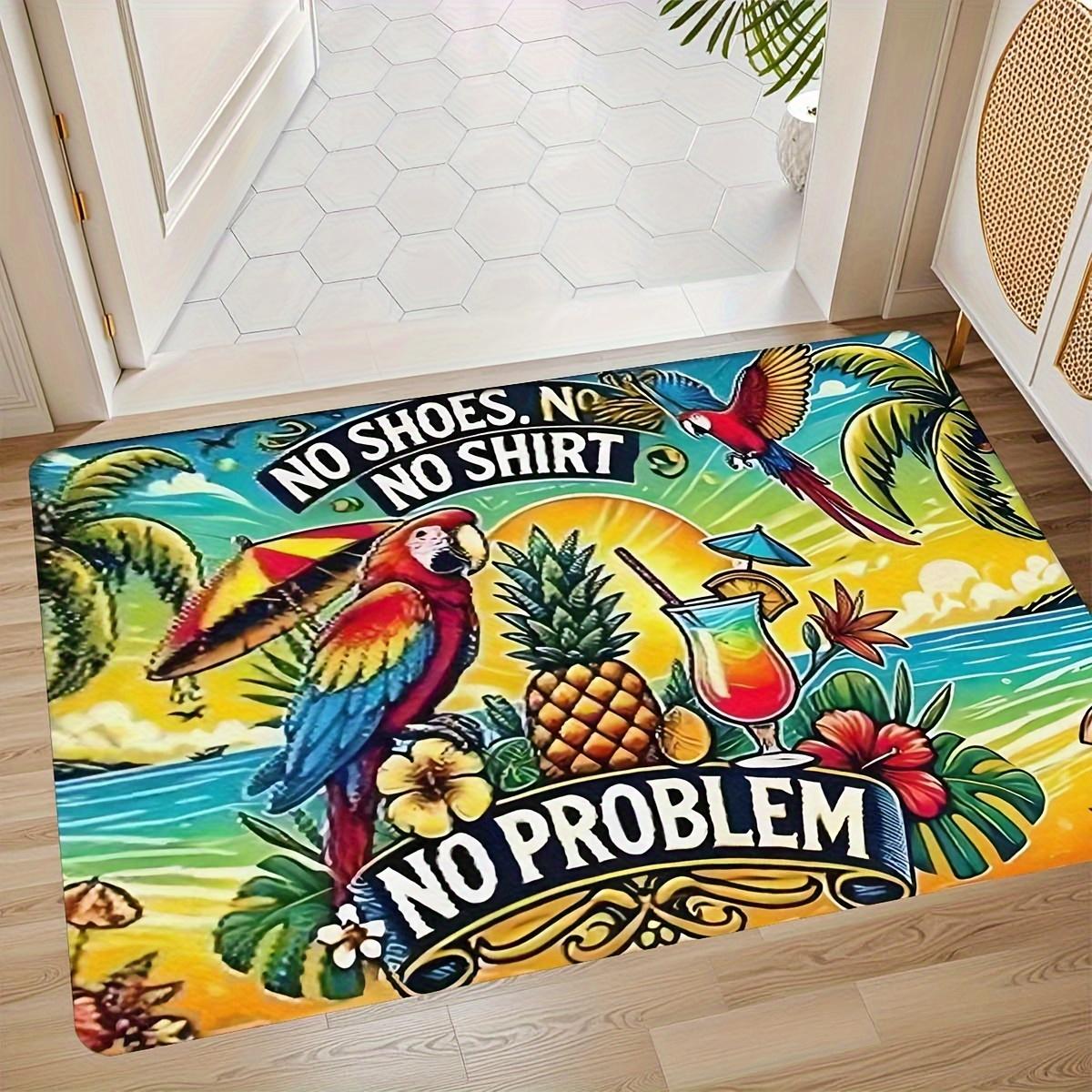 

1pc Flannel Floor Mat with Pineapple No Shoes No Shirt No Problem Text Hand Bathroom Living Room Laundry Mat for Holiday Decor 50X80CM