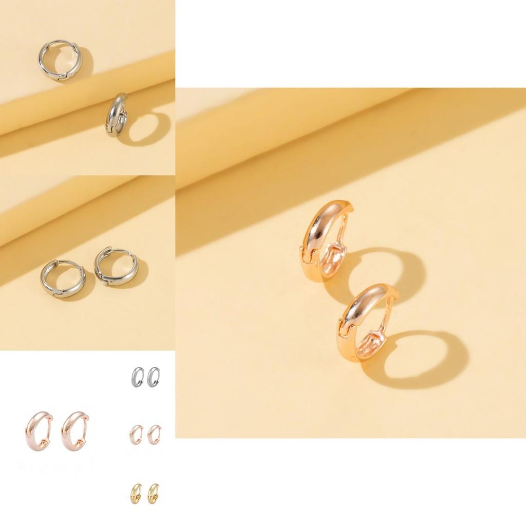 Fashionable Alloy Hoop Earrings Geometric Gold Silver Rose Gold For Stylish Women