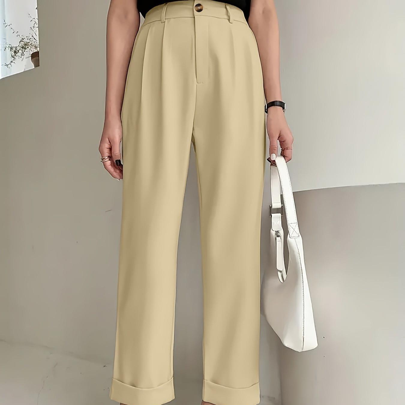 

Женские брюки больших размеров Commuter с драпировкой и карманами, с высокой талией, широкие брюки с поясом, повседневные брюки для костюма XXL абрикосовый