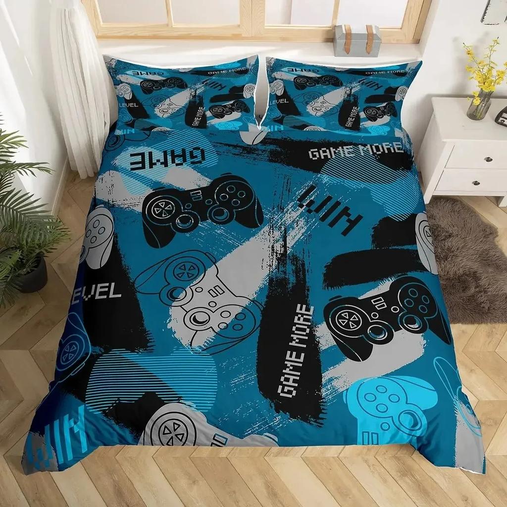Gamepad Warm Comforter Cover R Beding Set Tens Video with Soft Fabric Duvet For Youth Children Kids Young Boys Modern Controler Bedspread