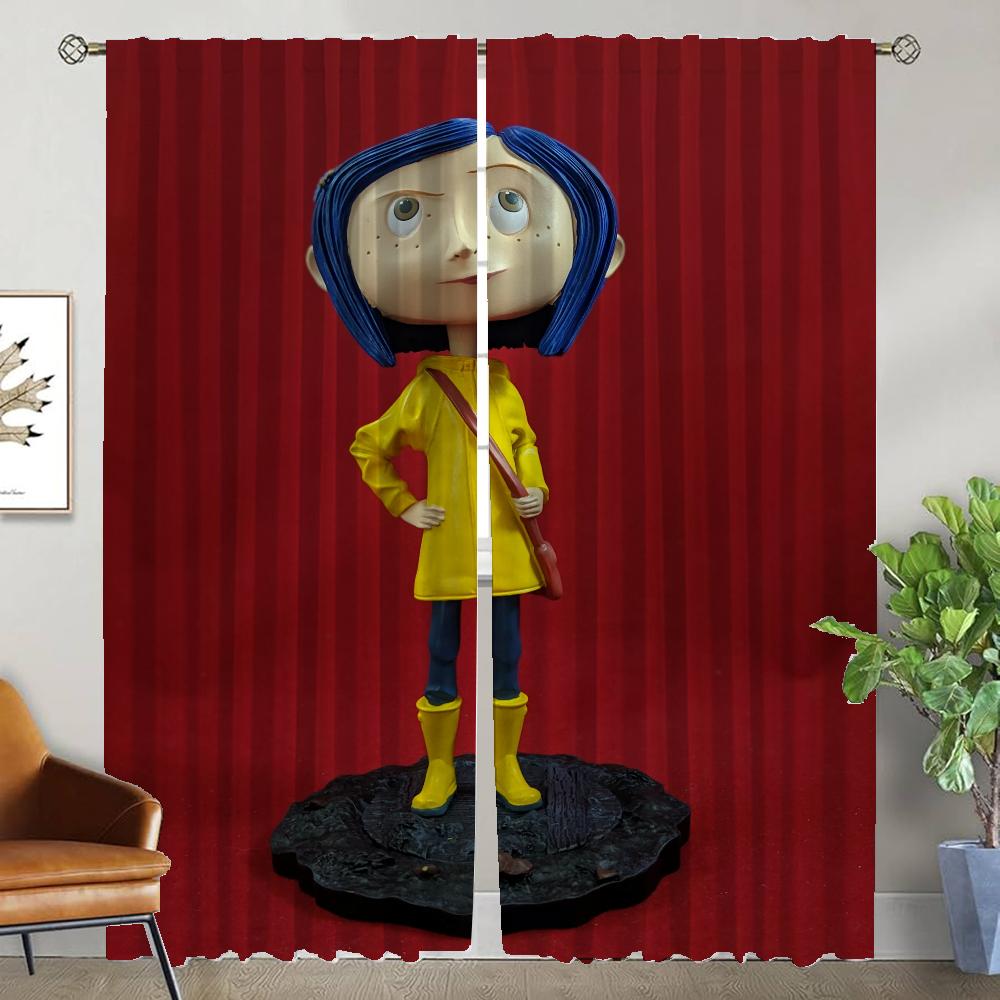 

Coralines Shades Современные шторы для гостиной для камеры, затемняющие шторы, украшения на Хэллоуин, разделительные шторы, 2 шт., для детей W50xH70cmx2pcs-CL