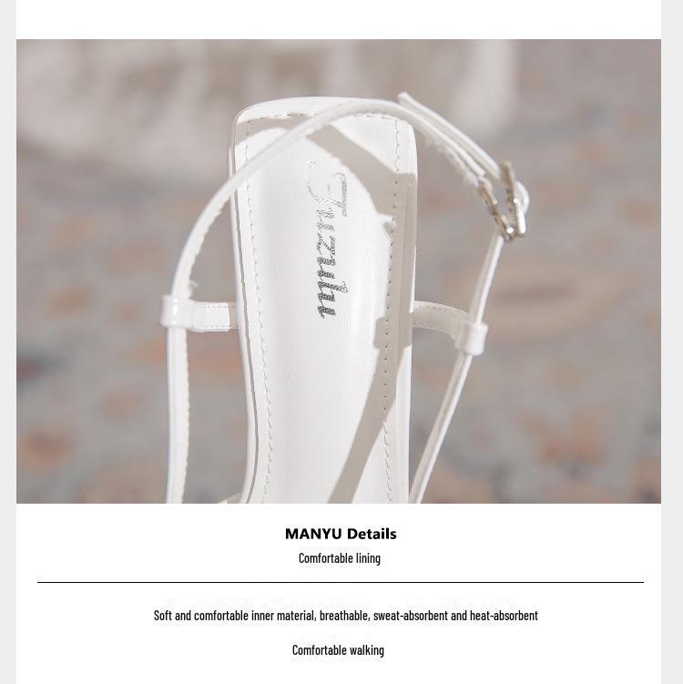 8369-5 Women's Closed Toe Stiletto High Heels - Summer 2023 Patent Leather Pointed Sandals