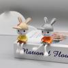 4PCs Cake Cute Desktop Garden Ornament Long Legged Bunny Micro Landscaping Miniature Rabbit Figurine