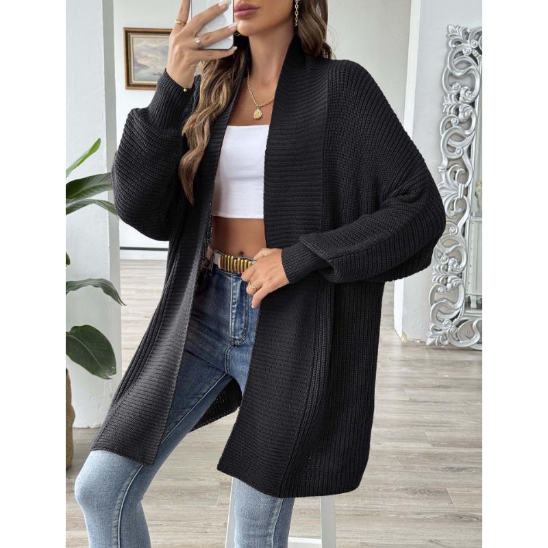 Women's Solid Color Long-sleeved Sweater 2025 Autumn Winter Jacket New Simple Fashionable Loose Cardigan