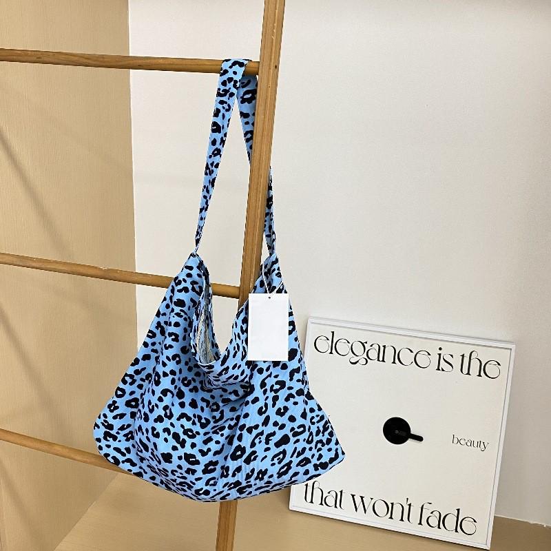 Korean Style Pink Leopard Print One-Shoulder Tote Bag