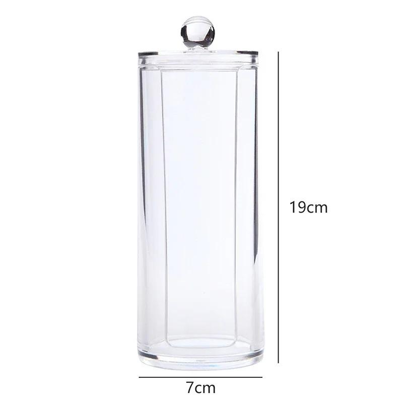 Acrylic Makeup Organizer Cotton Swabs Containerwith Bamboo Lid Cosmetic Transparent Box Cotton Pad Organizer Jewelry Storage Box