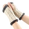 Solid Color Knitting Fingerless Plush Gloves Arm Warmers Thicked Gloves Autumn Winter Mittens For Adult