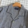 Japanese Spring and Autumn Men Pure Cotton Plaid Lapel Placket Loose Casual Pajamas Full Cotton Thin Section Homewear Suit