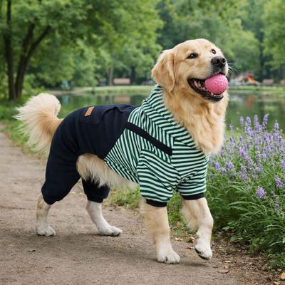 Four Legged Pet Dog Jumpsuit Striped Pet Sweatshirt Dog Outfit Dog Clothing  Autumn Winter Season