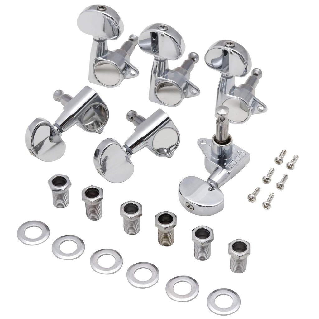 Kikutani Tuning Pegs for Electric and Acoustic Rotomatic 3 Right 3 1 Chrome Guitars, Type, + Left, Set, GM-WC1