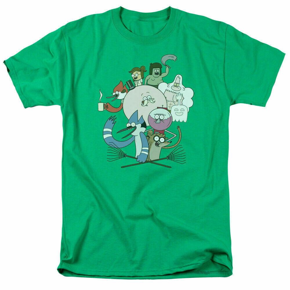 The Regular Show Regular Cast T Shirt Mens Licensed Cartoon Merchandise Green Unisex T-Shirt S