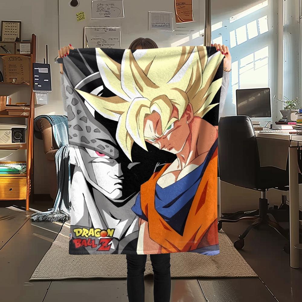 

Фланелевое одеяло с принтом персонажей Dragon Ball, Высококачественное, Удобное для всех сезонов, Декор для дома, Тепло и уют, Идеально для рождественских подарков 80cm x 120cm