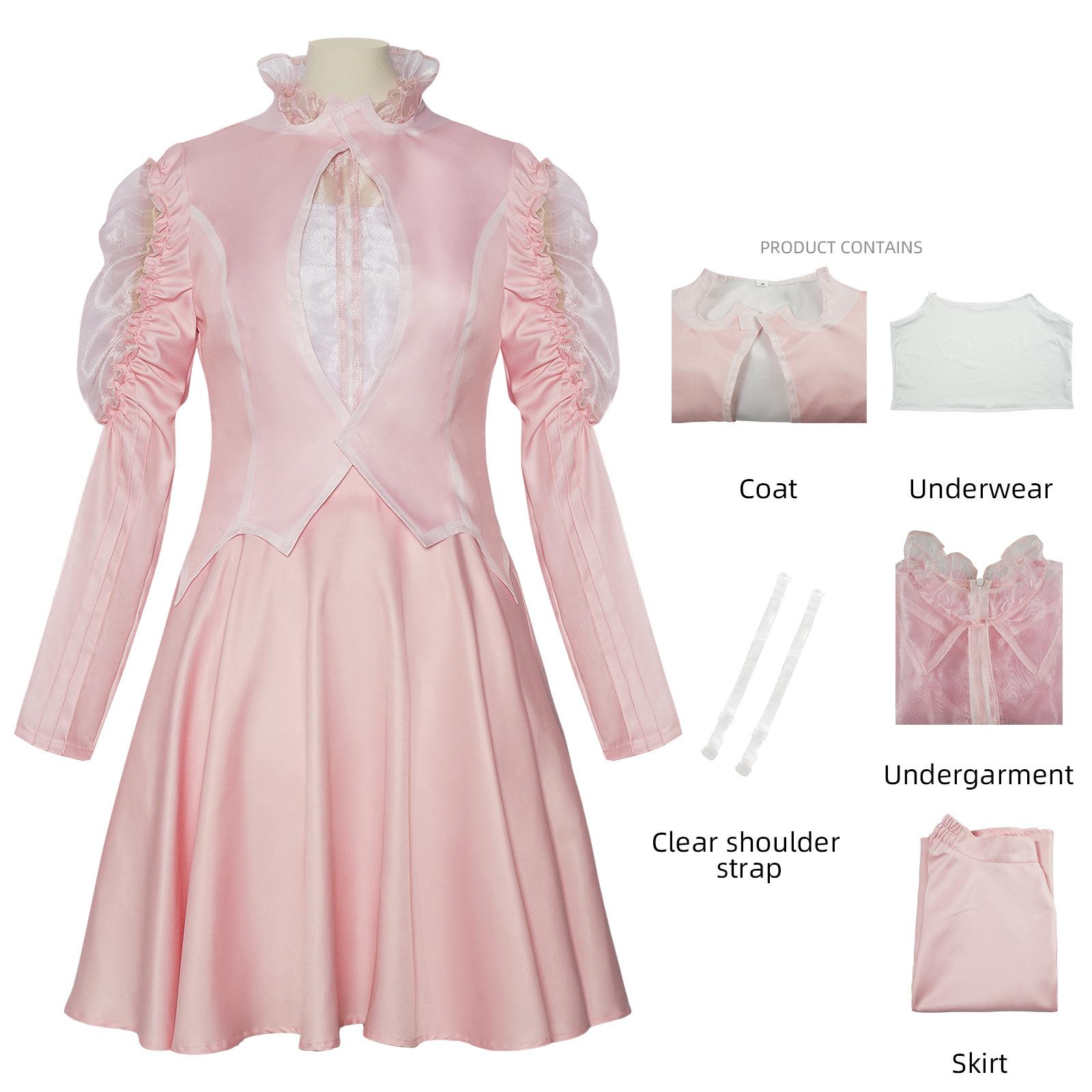 

Cosplay Solid-Color Skirt for Women + Solid-Color Long-Sleeve Top XL розовый