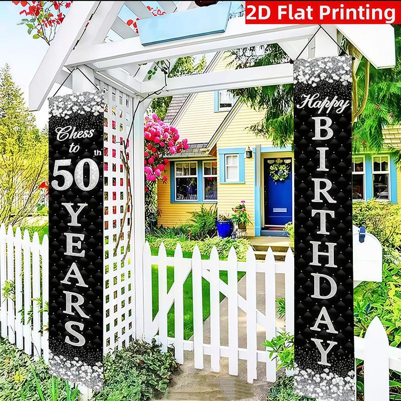 2D Flat, 2D Flat - 2D Flat, 2D Flat - 2pcs 2D Flat Banner for Doorways, 30.48X179.83 cm, 50Th Birthday Element Design, Suitable for Home, Parties, And