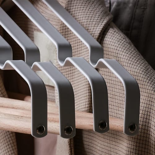 5 Premium Wood Skirt Hangers with Adjustable Clips, Coat Hangers (Black)