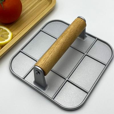 Robuster Holzgriff Burgerpresse Schwerlast Antihaft Patty Smasher Leicht zu Reinigen Gusseisen Fleisch-Patty-Maker Outdoor